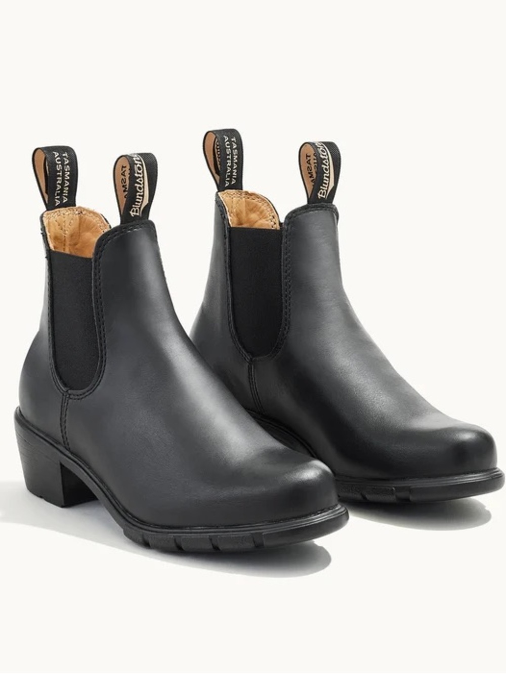 Blundstone heeled Women's Black Leather Chelsea Ankle Boots 9